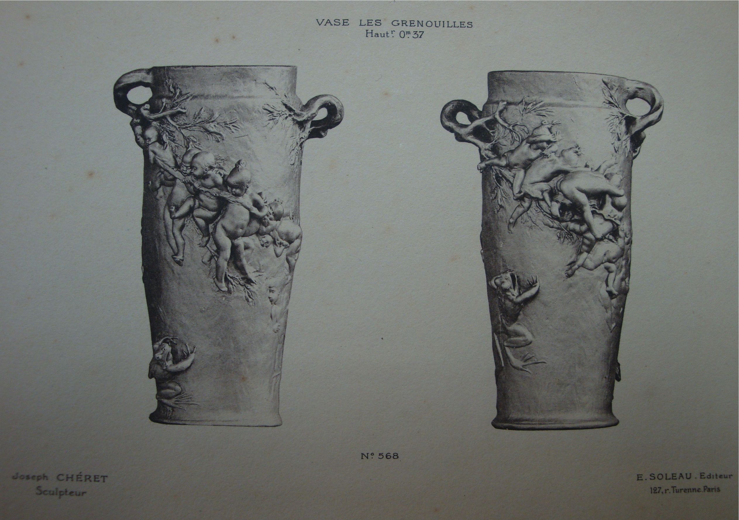Les Grenouilles Bronze Vase by Cheret